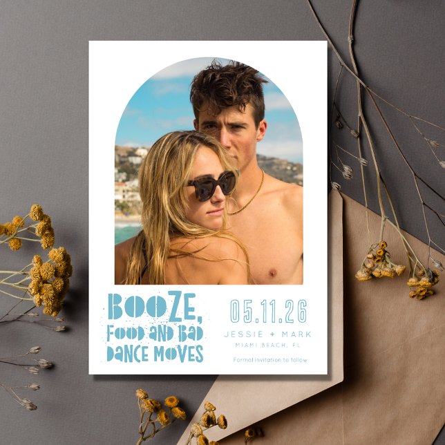 Funny Arch Photo Beach Wedding Save The Date (Creator Uploaded)