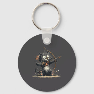 Funny Archer Cat With Bow And Arrow Graphic Costum Key Ring