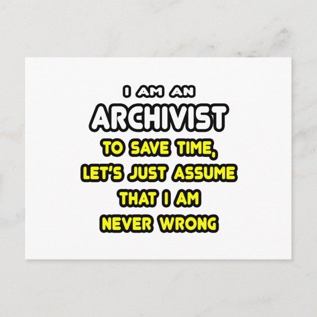 Funny Archivist T-Shirts and Gifts Postcard (Front)