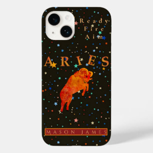 Funny Aries Zodiac Black Red Personalized Case-Mate iPhone 14 Case