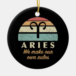 Funny Aries Zodiac Rules Ceramic Ornament