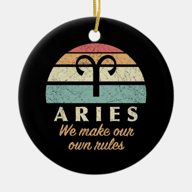 Funny Aries Zodiac Rules Ceramic Ornament (Front)