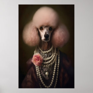 Funny Aristocratic Poodle Print, Renaissance Poster