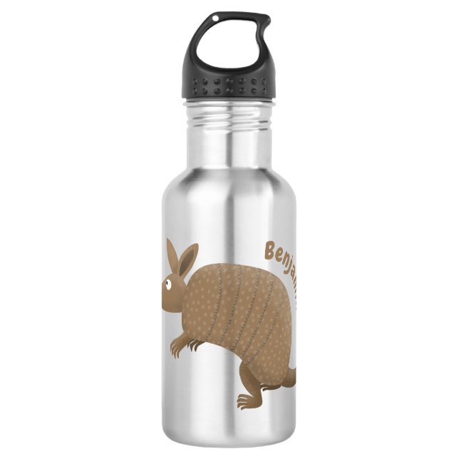 Funny armadillo happy cartoon illustration 532 ml water bottle (Front)