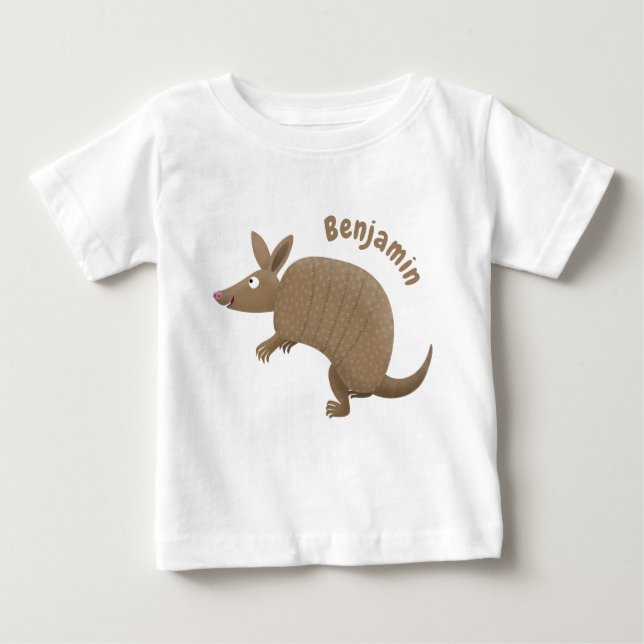 Funny armadillo happy cartoon illustration baby T-Shirt (Front)