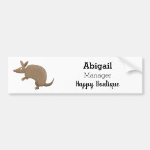 Funny armadillo happy cartoon illustration bumper sticker