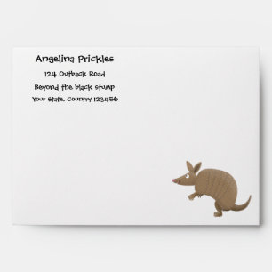 Funny armadillo happy cartoon illustration envelope