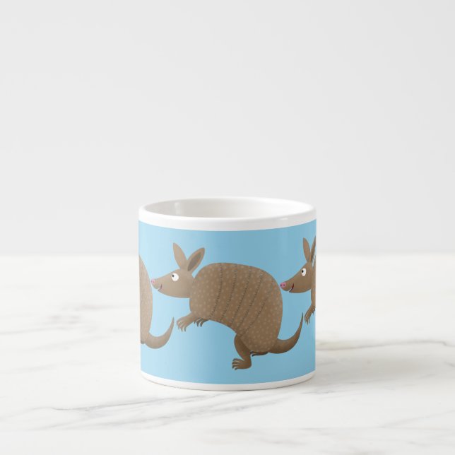 Funny armadillo happy cartoon illustration espresso cup (Front)