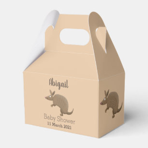 Funny armadillo happy cartoon illustration favour box