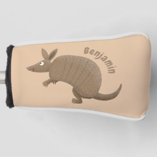 Funny armadillo happy cartoon illustration golf head cover