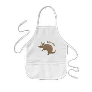 Funny armadillo happy cartoon illustration kids apron