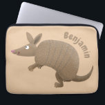 Funny armadillo happy cartoon illustration laptop sleeve<br><div class="desc">This happy armadillo is looking for fun! Drawn in cute cartoon illustration style.</div>