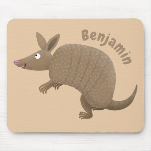 Funny armadillo happy cartoon illustration mouse pad