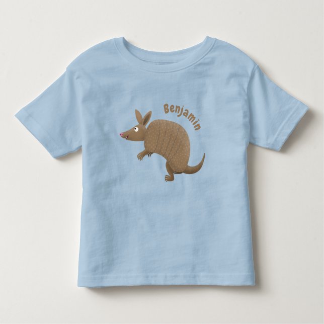 Funny armadillo happy cartoon illustration toddler T-Shirt (Front)