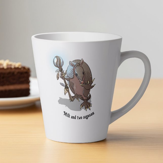 Funny Armadillo Milk & Two Sugars Hypnotic Cartoon Latte Mug (Creator Uploaded)