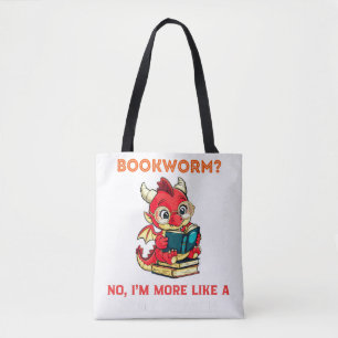 Funny Art Dragon Reading Books Mythical Creature Tote Bag