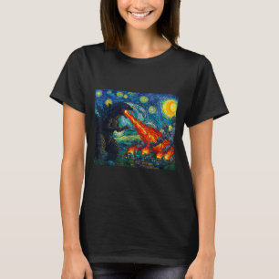 Funny Art Japanese Monster Kaiju In Van Gogh Starr T-Shirt