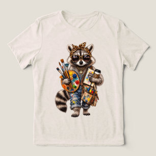 Funny Art Teacher Racoon– Vintage Artist Animal Tri-Blend Shirt