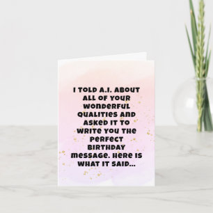 Funny Artificial Intelligence Sister Birthday  Card
