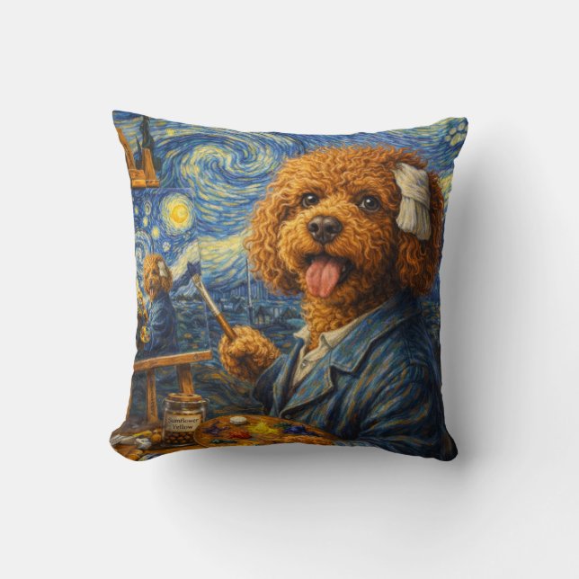 Funny Artist Cockapoo Pillow Art Dog Gift Cushion (Front)
