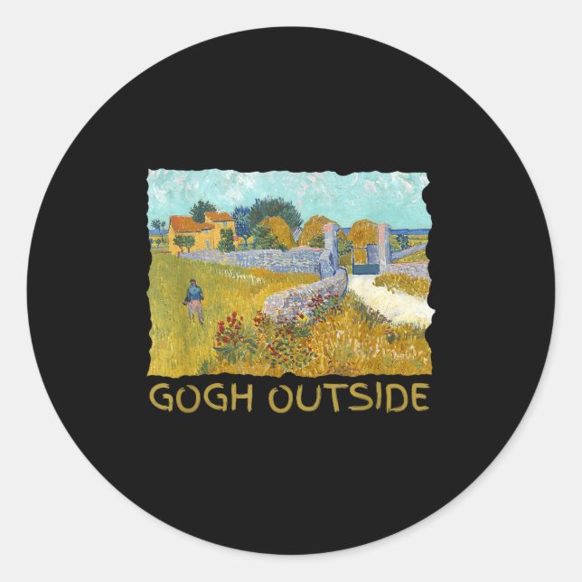 Funny Artist Gogh Outside Starry Night Insrational Classic Round Sticker (Front)