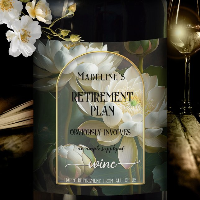 Funny Artistic Floral Retirement  Wine Label (Creator Uploaded)