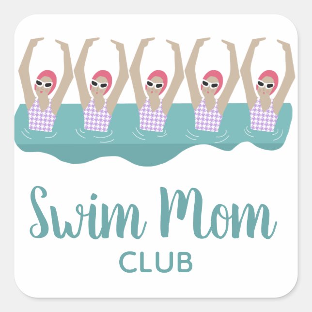 Funny Artistic Synchro Swimming Swimmers Swim Mum Square Sticker (Front)