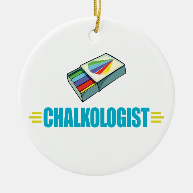 Funny Artist's Chalk Ceramic Tree Decoration (Front)