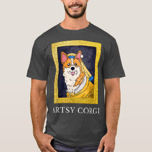 Funny Artsy Corgi Vermeer Girl with a Pearl Earrin T-Shirt