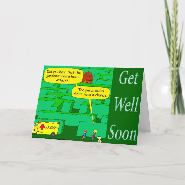 Funny as a heart attack cartoon in maze card (Front)