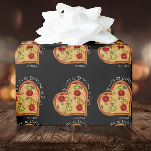 Funny As Delicious As Pizza Valentine's Day Wrapping Paper (Creator Uploaded)