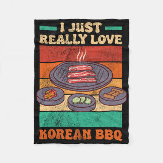 Funny Asian Foodie - Korean Bbq Fleece Blanket