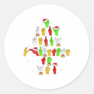 Funny Asl Christmas American Sign Language  Classic Round Sticker