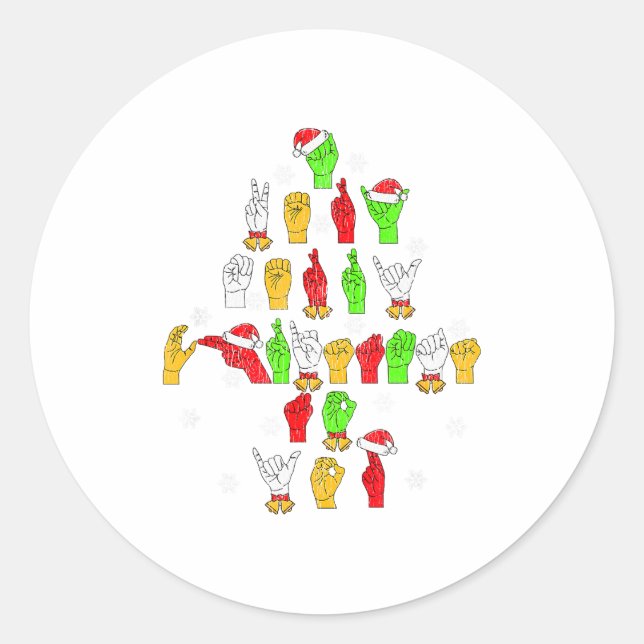 Funny Asl Christmas American Sign Language  Classic Round Sticker (Front)