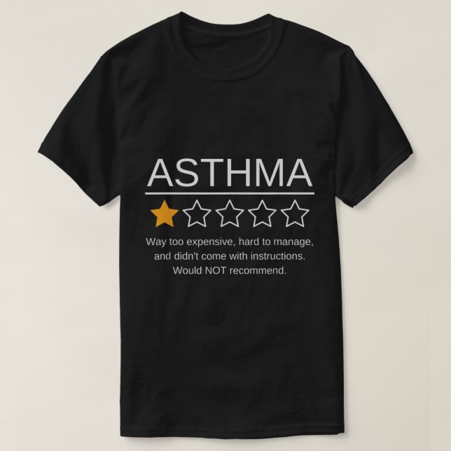 Funny Asthma Awareness One Star Rating Inhaler Whe T-Shirt (Design Front)