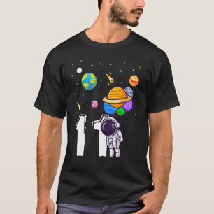 Funny Astronaut 11 Years Old Birthday Party Outer  T-Shirt