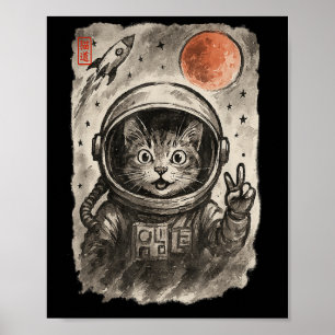 Funny Astronaut Cat Taking Selfie Space Kitten Lov Poster
