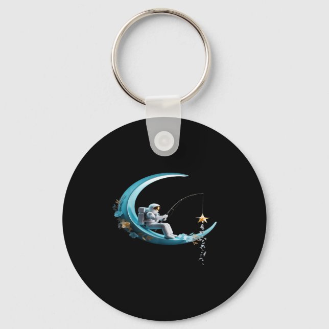 Funny Astronaut Christmas Floral Chinoiserie Space Key Ring (Front)