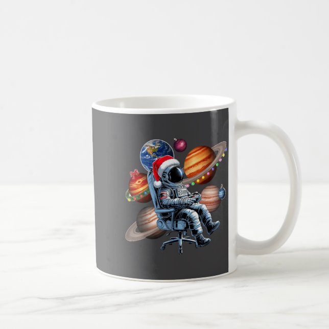Funny Astronaut Christmas Space Lights Santa Hat P Coffee Mug (Right)