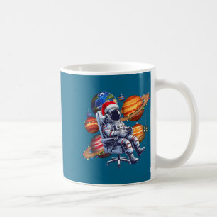 Funny Astronaut Christmas Space Lights Santa Hat P Coffee Mug