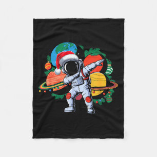 Funny Astronaut Christmas Space Planets Santa Hat  Fleece Blanket