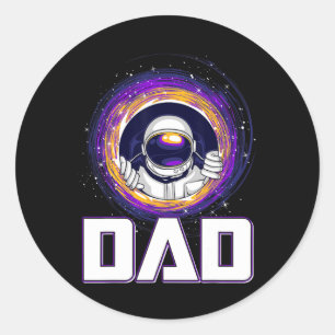 Funny Astronaut Dad Outer Space Galaxy Lover Fathe Classic Round Sticker