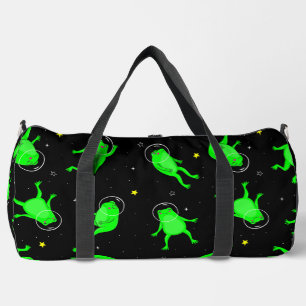 funny astronaut frogs space black duffle bag