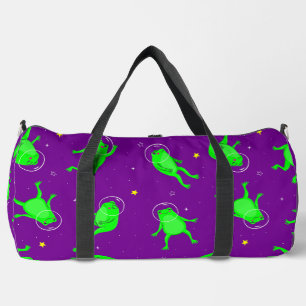 funny astronaut frogs space purple duffle bag