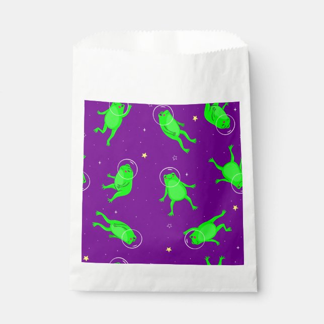 funny astronaut frogs space purple favour bag (Front)