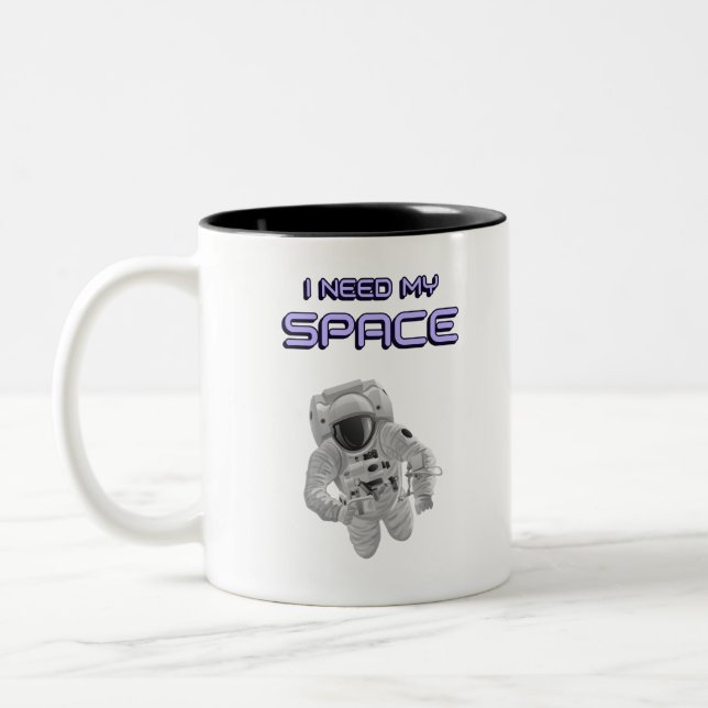 Funny Astronaut - I Need My Space Two-Tone Coffee Mug (Left)