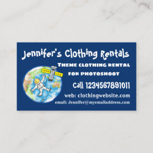 Funny astronaut in space and earth cartoon business card