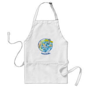 Funny astronaut in space and earth cartoon standard apron