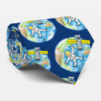 Funny astronaut in space and earth cartoon