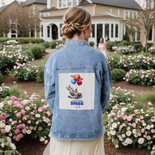 Funny Astronaut Planet Balloons - I Need More Spac Denim Jacket